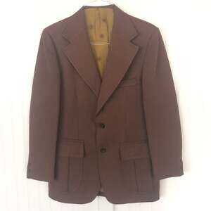 Vintage 70s Brown Corduroy Blazer Leisure Suit Coat Jacket Johnny Carson Medium